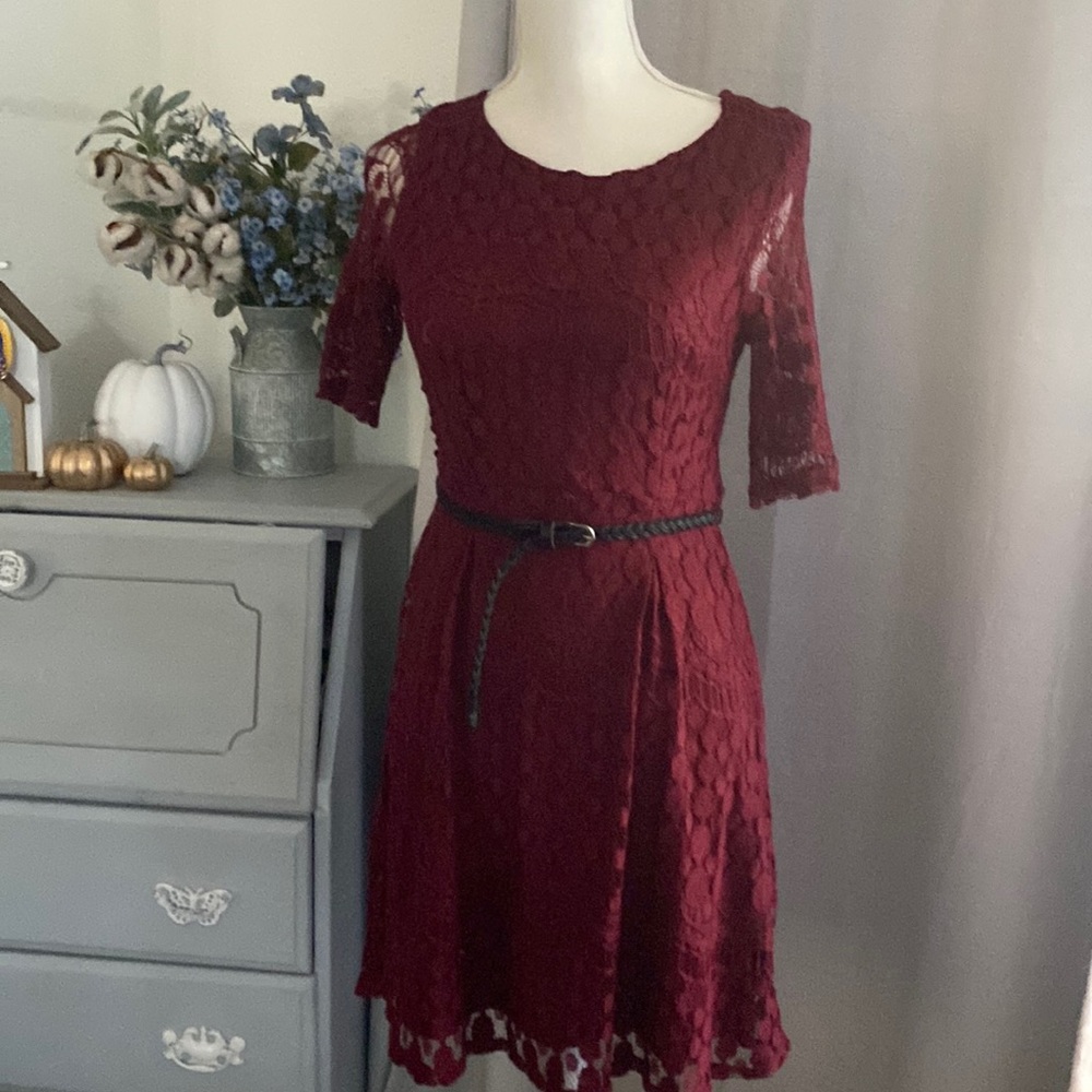 Burgundy lace dress